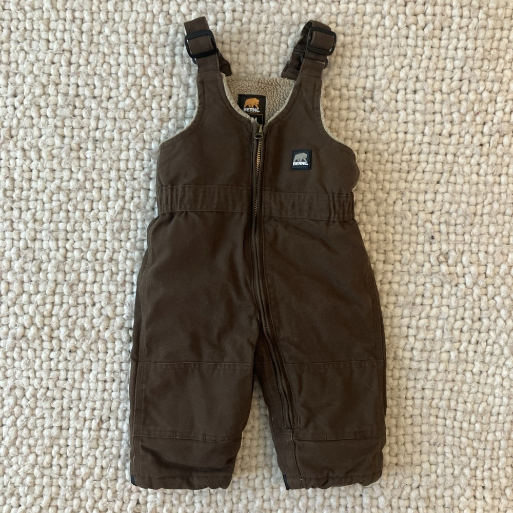 Berne Lined Quilted Brown Canvas Overalls Coveralls Toddler Baby 12 Month Winter